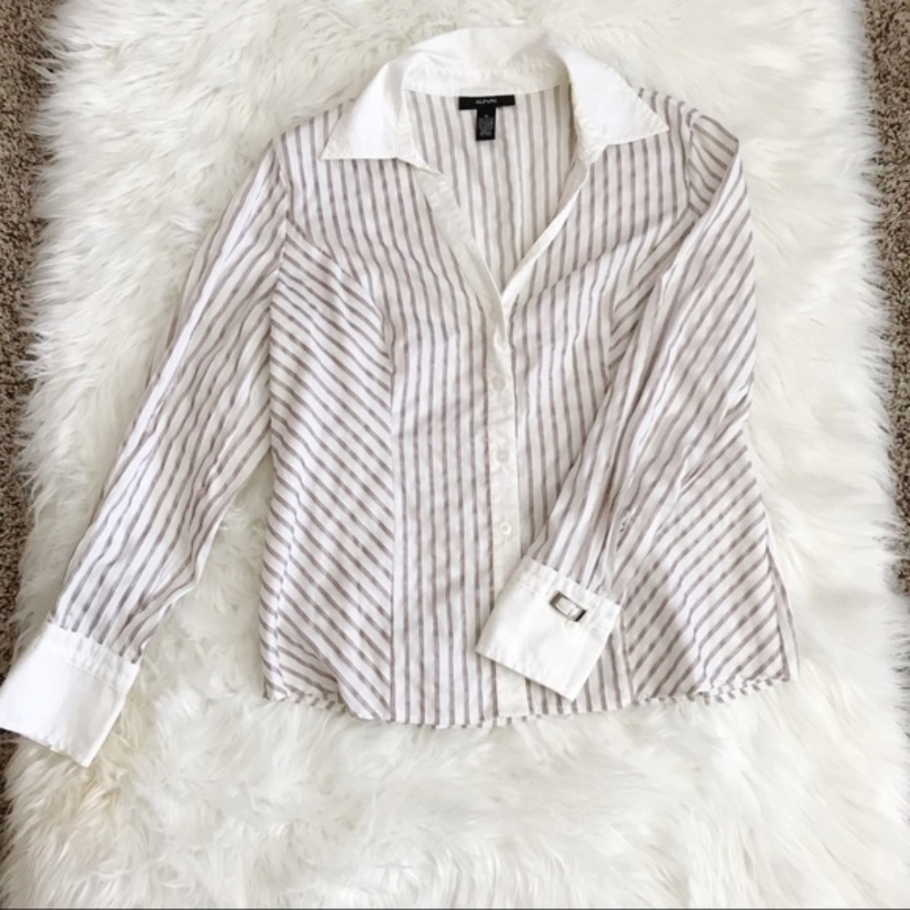 Alfani Striped Button Down Top Size 12